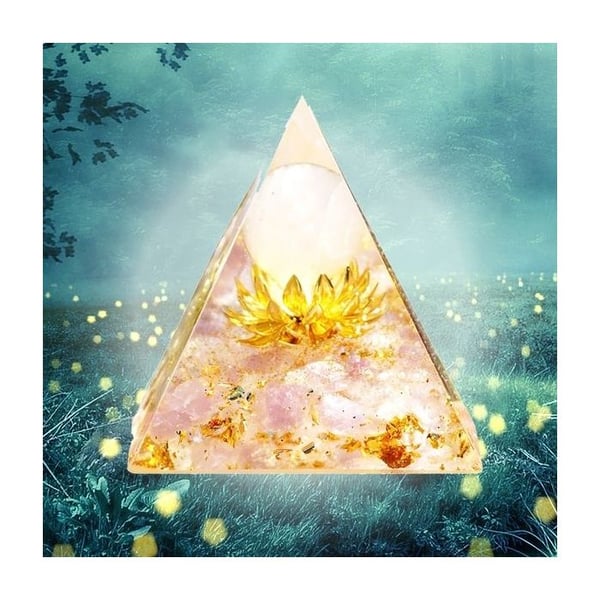 Golden Lotus Flower Orgonite Pyramid