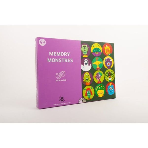 Sällskapsspel - MEMORY - MONSTER - 40 träbrickor - Lila - Från 5 år