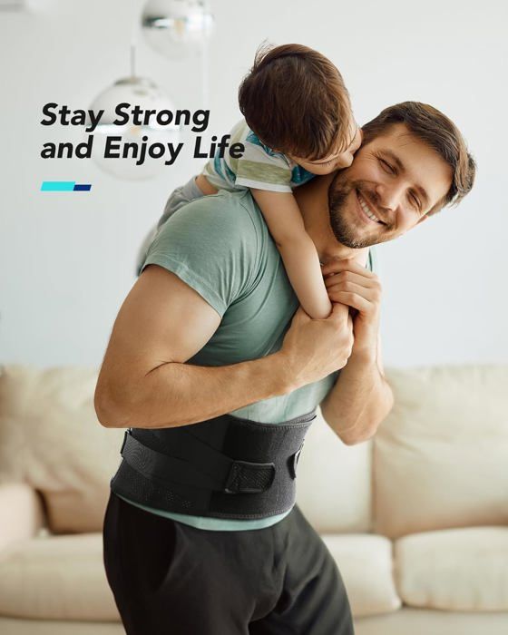 FITOMO Ländryggsband, Ländryggsstöd för Män och Kvinnor med Ergonomisk Design och Stöd i Kolfiber - M