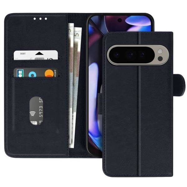 Fodral för Google Pixel 9 Pro XL - AVIZAR - Chesterfield - Mörkblå - Plånboksfäste - Videostöd