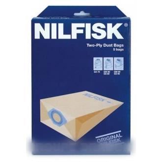 Dammsugarpåsar - NILFISK - GM80 - 5 Papperspåsar - Kapacitet 9,25 Liter - Kompatibel G90