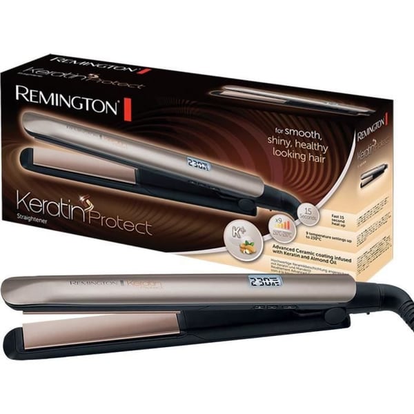 Remington S8540 Suoristusrauta, Keratiini Protect Suoristin, Kelluvat Levyt Advanced Ceramic, Keratiini Manteliöljy Hoito