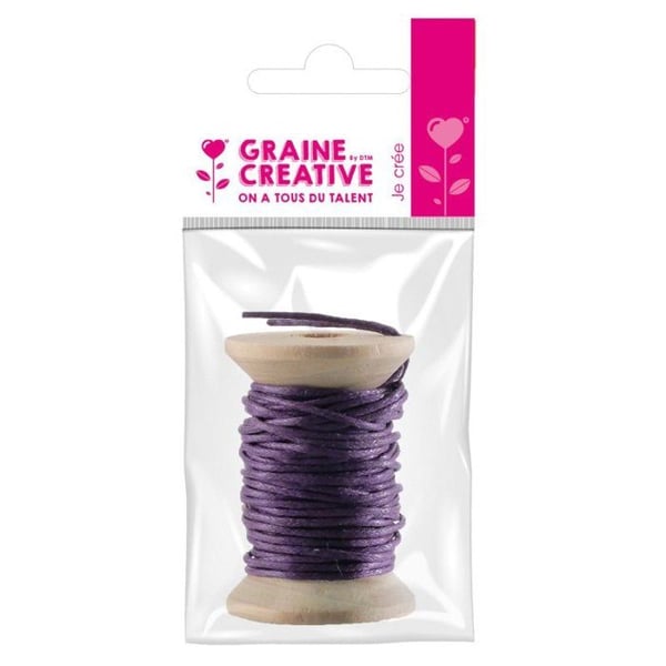 Graine Créative - Vaxad bomullssnöre Lila 5m