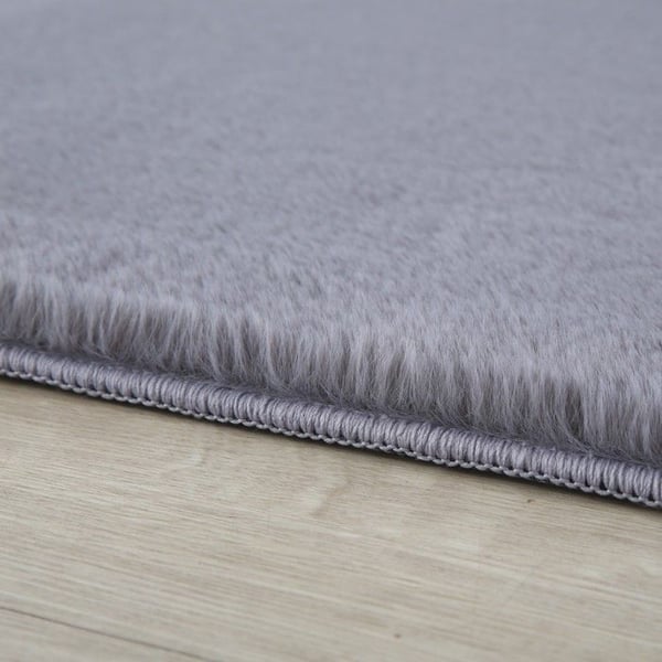 Ayyildiz Modern design matta Grå 240 x 340 cm lång lugg, Enfärgad, för Vardagsrum, Baksida i bomull
