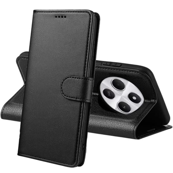 Fodral - Phonillico® - Xiaomi Redmi 14C - Svart Plånbok - Lädereffekt - Halvstyvt