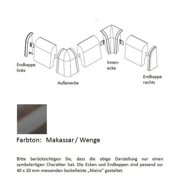 Embouts och hörn för MDF plastlist 40 x 20 mm Makassar av PROVISTON