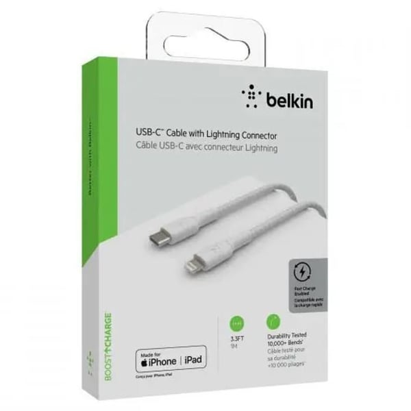 BELKIN - kabel - BRAIDEDC-LTG 1M, WHT - BRAIDEDC-L