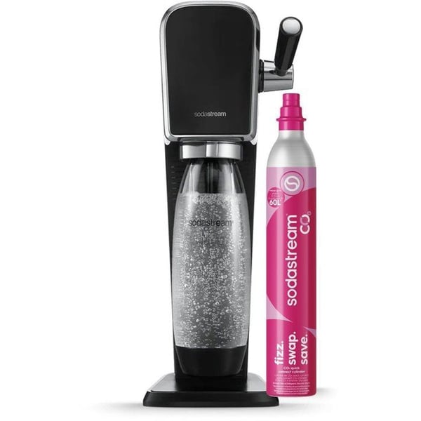 Sodavandmaskin och kolsyrat vatten - SODASTREAM - ART - 1 flaskkompatibel med diskmaskin - 1 gaspatron 60 L - Svart