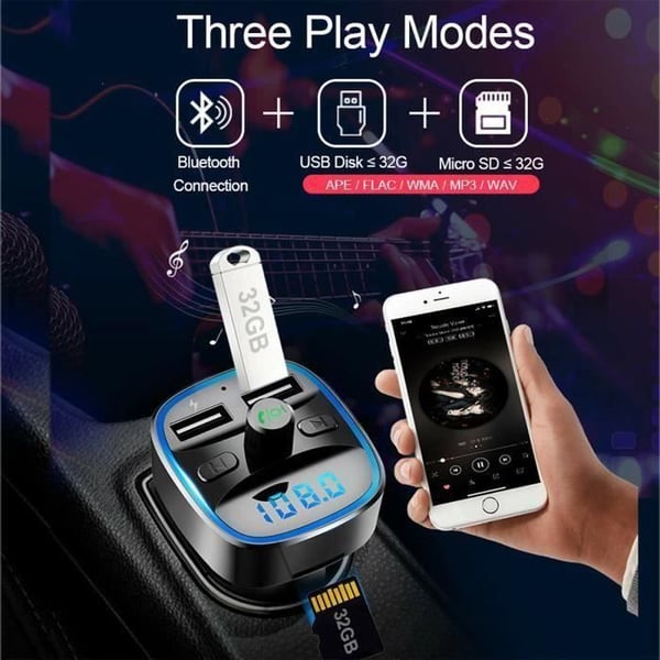 T25 Langaton Bluetooth 5.0 FM -lähetin kaksinkertainen