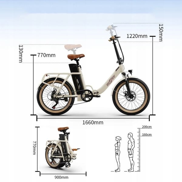 Elcykel hopfällbar - ONESPORT - OT16-2 - 250W 48V 17Ah - 120KM - 20 tum