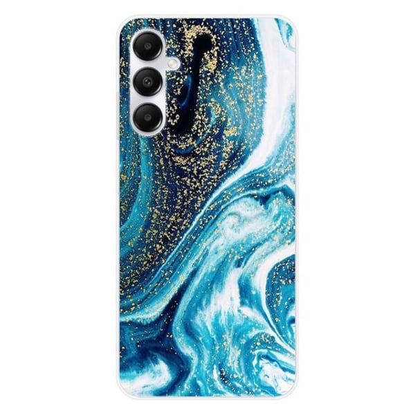 Tryckt silikonfodral som är kompatibelt med Samsung Galaxy A05S Marble Blue Glitter