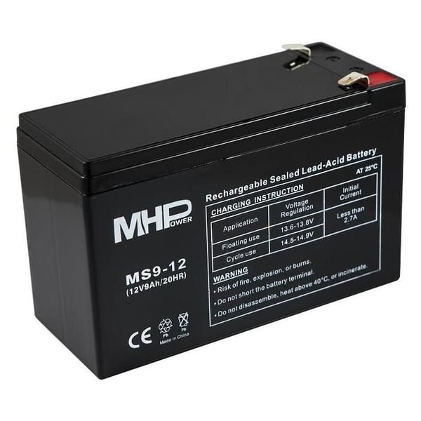 AGM-batteri - MHPower MS9-12 - 12 V - 9 Ah - Faston F2 6,3 mm