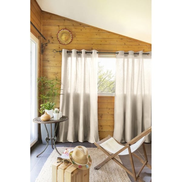 Set med 2 inredningsgardiner "Kala" i bomull 140 x 260 cm Effekten av fjäril - Kala Grège - 2 paneler 140 x 240 cm