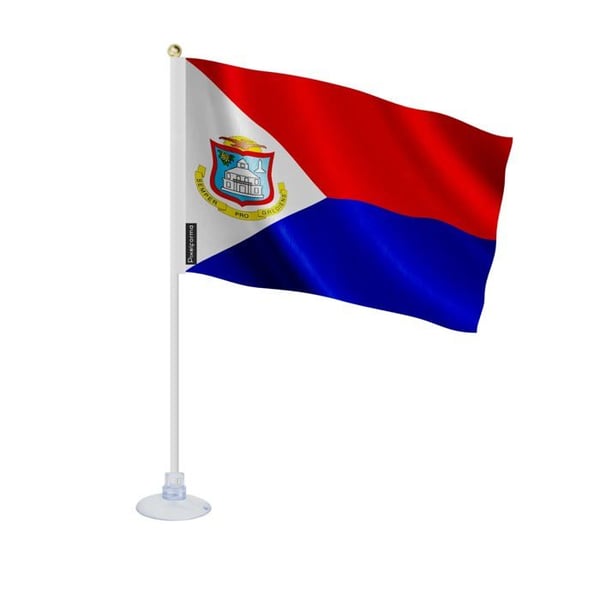 Drapeau Ventouse - Saint-Martin - 14 x 21 cm - Hållbart Polyester - Dubbeltryckt - Flerfärgad