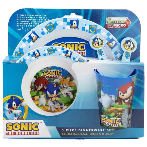 Lunchställ i plast porslin glasbestick Sonic The Hedgehog
