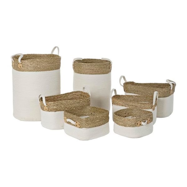 Förvaringskorg - DKD HOME DECOR - Set om 7 - Bomull - Naturlig fiber - 41x41x52,5 cm