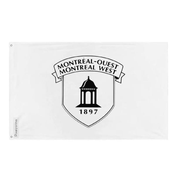 Montreal-West Flagga – 192 x 288 cm – Hållbar Polyester – 2 Metalöglor – Inomhus / Utomhus – Pixelforma