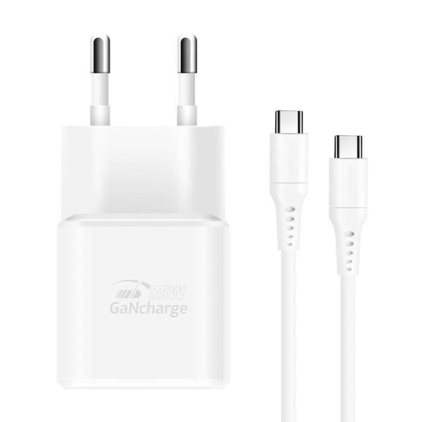 Swissten Ultrasnabb 35W GaN USB C nätladdare Vit