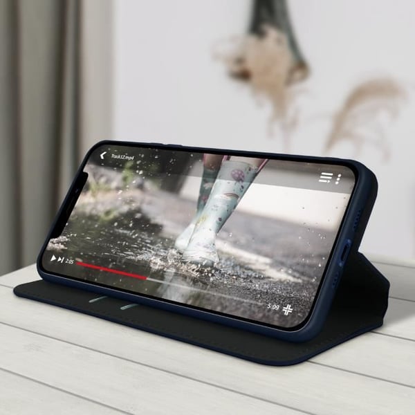 Housse Folio - Apple - iPhone 12 Mini - Mörknatt - Video Stöd - Kortfack