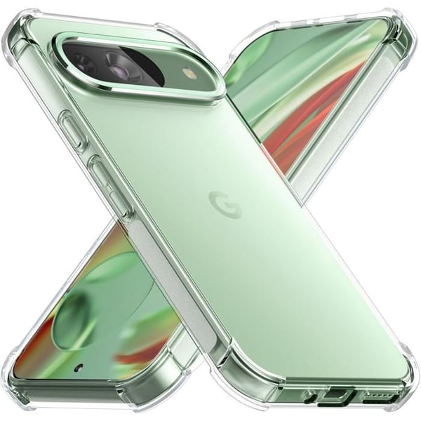Stötsäkert fodral för Google Pixel 9 / Pixel 9 Pro - Transparent mjukt TPU-skydd Phonillico®