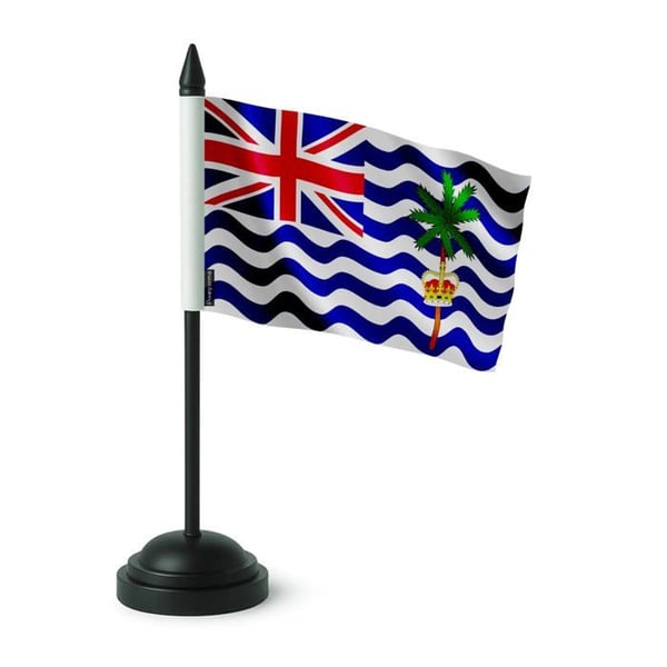 Bordflagga Brittiska territoriet i Indiska oceanen – 14 x 21 cm – Polyester – Svart plastbas – Pixelforma