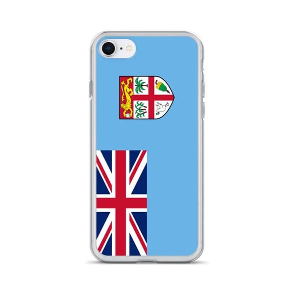 Mobilskal – Fiji Flagga – Kompatibel med iPhone SE – Mjuk Fodral – Stötsäker och Resistent – Silikon – Pixelforma