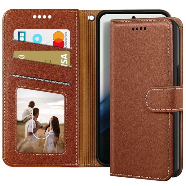 Plånboksfodral - AVIZAR - Redmi 15 5G - Syntetiskt läder med struktur - RFID-blockering - Brun