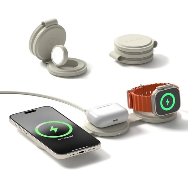 Induktionsladdare - SATECHI - OntheGo 3 i 1 - 15W för iPhone - 5W för Apple Watch - Fällbar