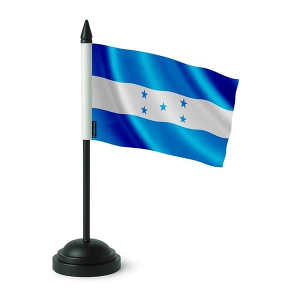 Bordflagga - Honduras - 14x21cm - Polyester - Plaststång - Tryck Fram/Back