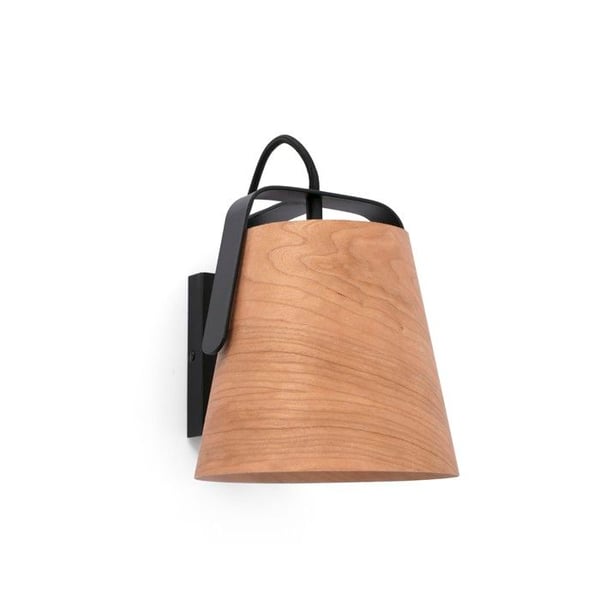 Vägglampa - FARO BARCELONA - STOOD - Skärm i trä - Matt svart - E27