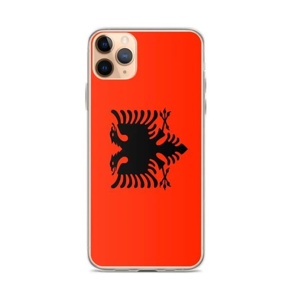 Telefonfodral – Albaniens flagga – Kompatibel med iPhone 11 Pro Max – Mjukt fodral – Slitstarkt och stötmotståndskraftigt - Silikon - Pixelforma