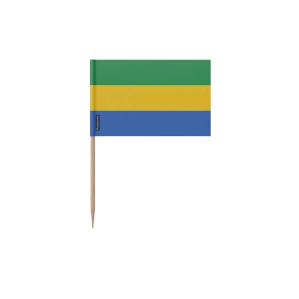 Tandpetare Gabons flagga - 10 cm - 100 stycken - Klebplast - Bambupinne - Pixelforma