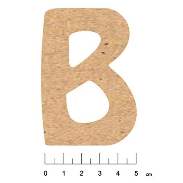 Terre & Bois Créations - Bokstav i MDF trä med självhäftande baksida 7,5cm Bokstav B