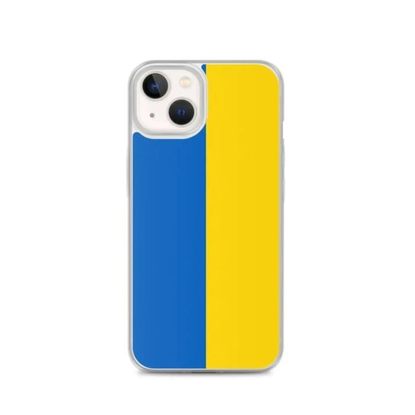 Mobilskal – Ukrainas flagga – Kompatibel med iPhone 13 – Mjukt skal – Slitstarkt och stöttåligt – Silikon – Pixelforma