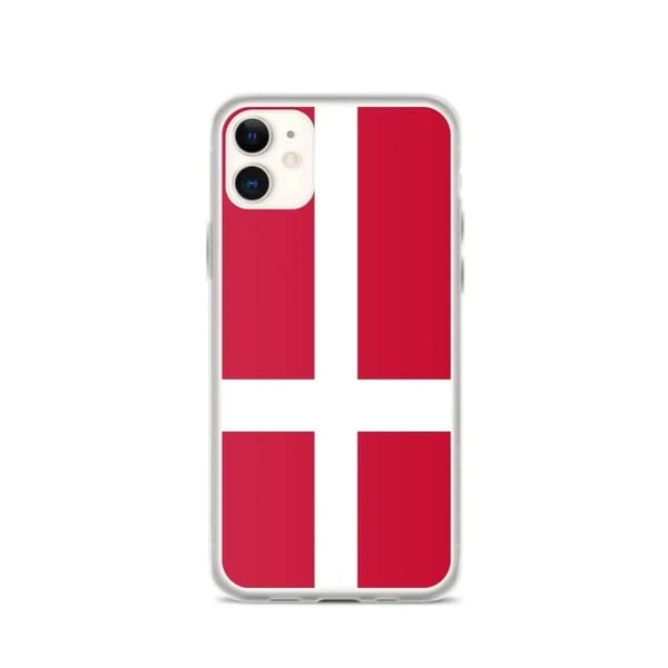 Telefonfodral – Danmarks flagga – Kompatibel med iPhone 11 – Flexibelt fodral – Stöttåligt och chockresistent - Silikon - Pixelforma