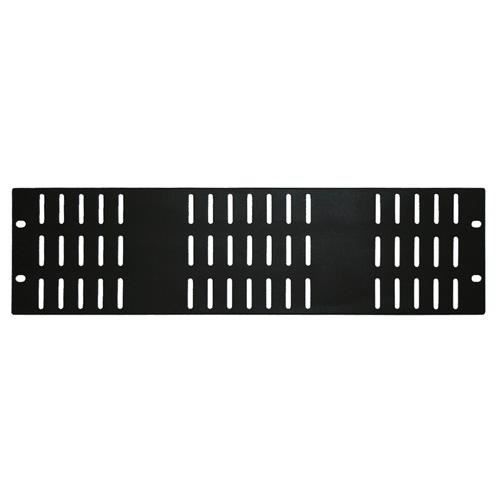 19" Rack Panel Fonestar med ventilationsöppningar, svart finish, mått 483 x 133,5 mm.
