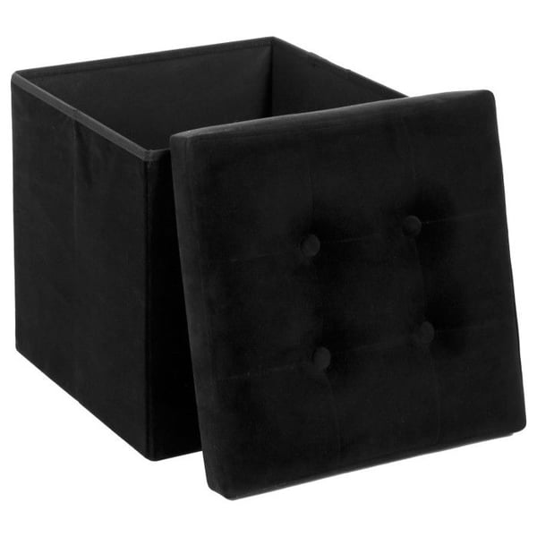 Atmosphera "Lysandre" vadderad hopfällbar förvaringspall - Svart