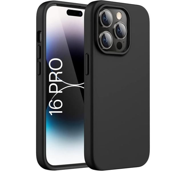 Svart TPU-skal till iPhone 16 PRO - Ultratunt mjukt silikongelskydd Phonillico®