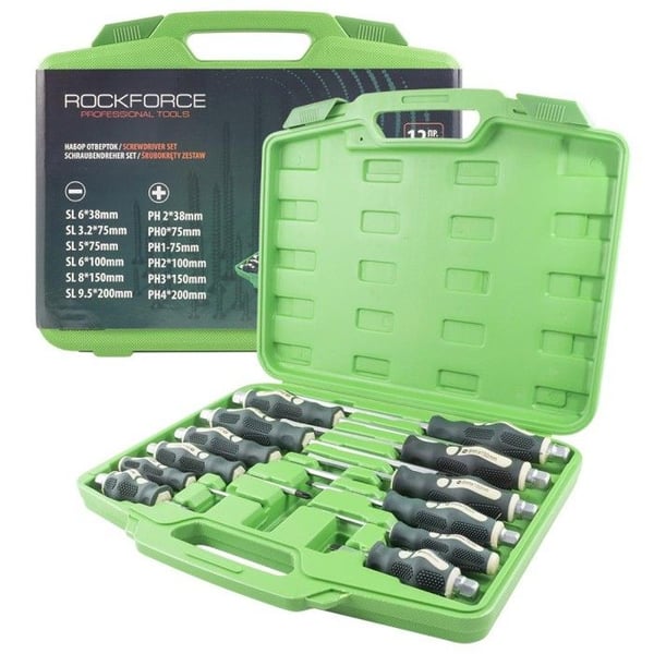 Slagskruvmejselset - Rockforce - Modell RF-21310 - Vikt 2,56 kg - Platta skruvmejslar 6x38 mm