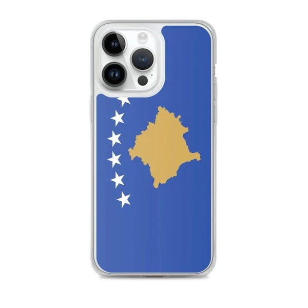 Mobilskal – Kosovos flagga – Kompatibel med iPhone 14 Pro Max – Mjuk skal – Stöttålig och chockresistent – Silikon – Pixelforma