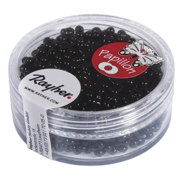 Rocaillepärlor fjäril, 2x4 mm, svart, låda 18 g