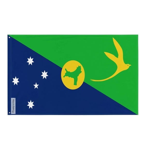 Flagga ön Christmas – 64 x 96 cm – Hållbar polyester – 2 ögla i metall – Inomhus / Utomhus – Pixelforma