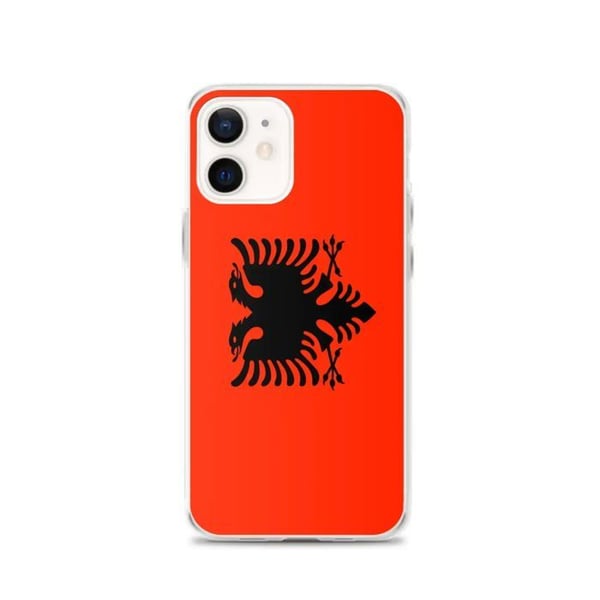 Telefonöverdrag – Albansk flagga – Kompatibel med iPhone 12 – Mjuk fodral – Slitstark och stöttålig - Silikon - Pixelforma