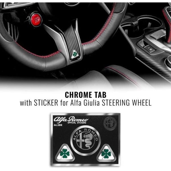 Klistermärke - Alfa Romeo - Quadrifoglio Verde - 65 x 85 mm - Svart - Officiell produkt