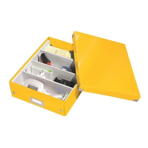 Leitz Click&Store Wow förvaringslåda i kartong med avdelare H 10,5 x B 27,8 x D 36,8 cm gul