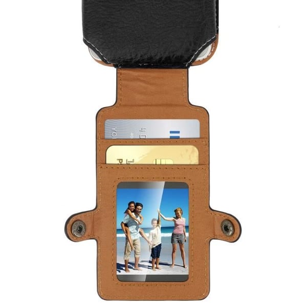 Housse Etui Ceinture - Universell - Smartphone XXL - Ekoskinn - Svart - Semi-hård