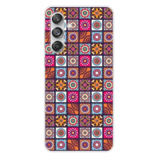 Silikonskal med tryck - 1001 skal - Samsung Galaxy M55 5G - Patchwork Mandala - Transparent - Halvstyv