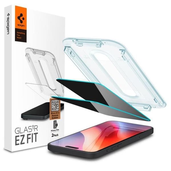 Skyddsglas - SPIGEN - GLAS.TR EZ Fit - iPhone 16 Pro - Sekretess - Lätt installation