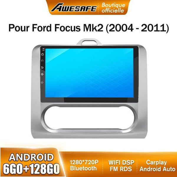 AWESAFE Autoradio Android 13 för Ford Focus Mk2 (2004-2011) 6Go+128Go med 9'' pekskärm Carplay Android Auto GPS Bluetooth