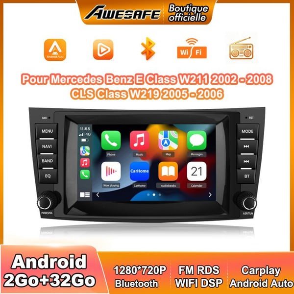 AWESAFE Autoradio Android 13 för Mercedes-Benz Klass E W211 Klass GLS W219 2Go+32Go 8'' Skärm med Carplay Android Auto GPS